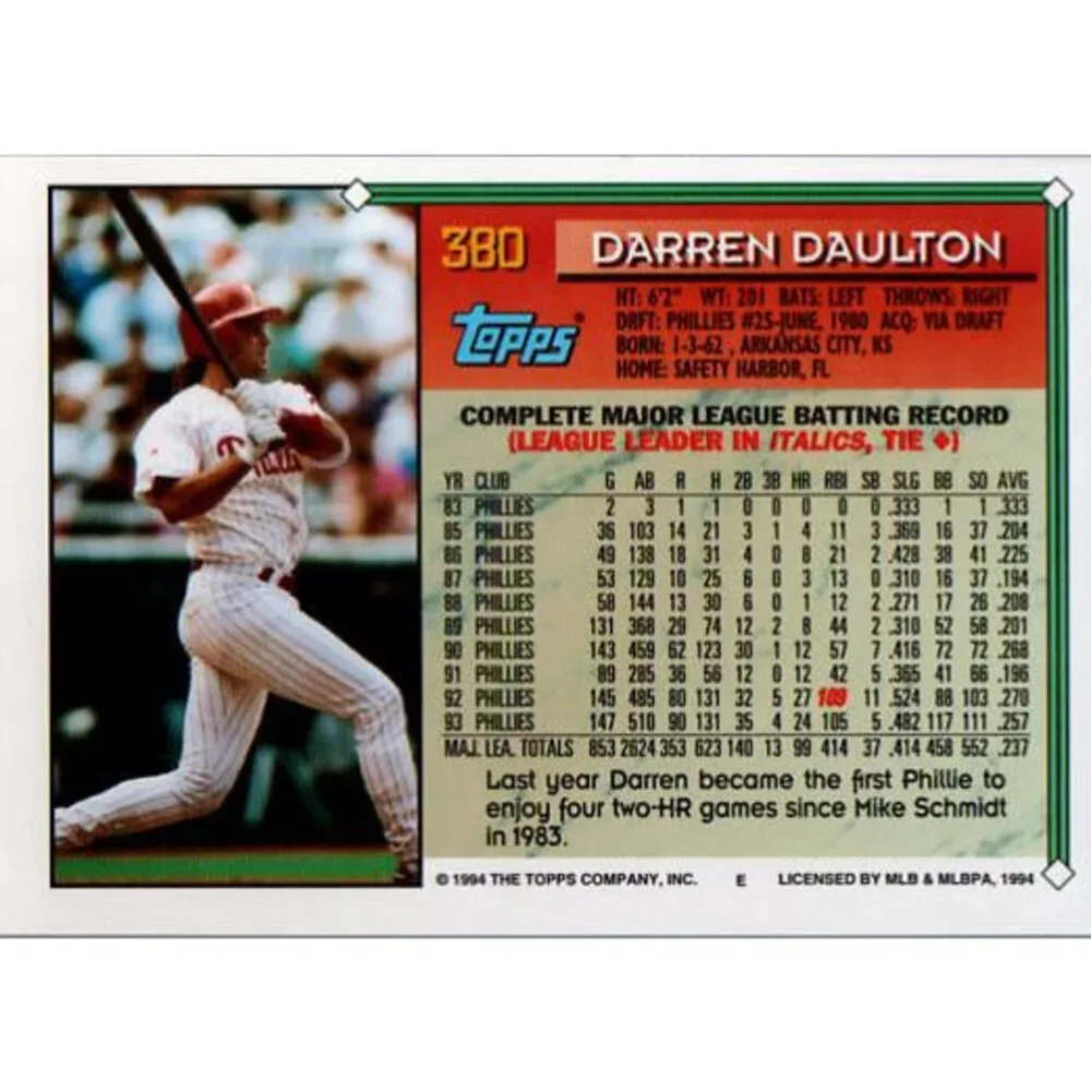 1994 Topps Darren Daulton # 380 Philadelphia Phillies